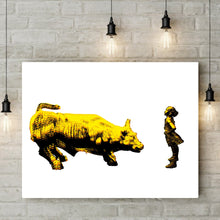 Load image into Gallery viewer, Fearless girl statue, Gold Art, Canvas Art print, framed art, Fearless art print, fashion art, feminist gift, Girl Boss