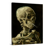 Load image into Gallery viewer, Head of a Skeleton Burning Cigarette Smoking Vincent Van Gogh Van gogh Vincent Van Gogh Skull Canvas print