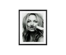Load image into Gallery viewer, Kate Moss Fashion poster black and white art print Mustache Kate Moss fashion poster Gift for her fashion poster kate moss