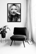 Load image into Gallery viewer, Kate Moss Fashion poster black and white art print Mustache Kate Moss fashion poster Gift for her fashion poster kate moss