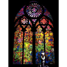 Load image into Gallery viewer, Banksy Graffiti Art art print framed of Stained Glass Window Wall art framed for home decor