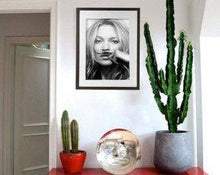 Load image into Gallery viewer, Kate Moss Fashion poster black and white art print Mustache Kate Moss fashion poster Gift for her fashion poster kate moss