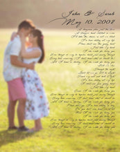 Load image into Gallery viewer, Anniversary gift Wedding anniversary gift Custom print  Custom Lyrics Print Song Lyrics wall art wedding vows Song Lyrics Print