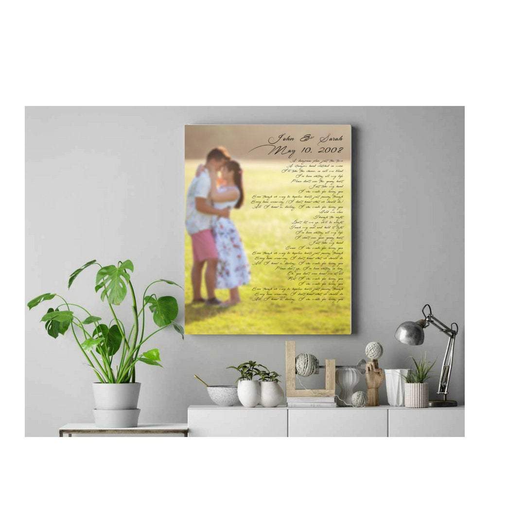 Print Gift Wedding Song Greenery Vows Lyrics Poster Anniversary