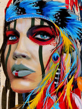 Load image into Gallery viewer, Girl power Feminism Native american prints Fearless girl statue Feminist gift Native american woman Be Fearless Framed feminist gift