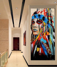 Load image into Gallery viewer, Girl power Feminism Native american prints Fearless girl statue Feminist gift Native american woman Be Fearless Framed feminist gift