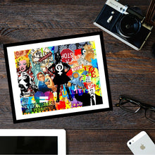 Load image into Gallery viewer, feminist  gift wall street bull girl Fearless girl statue art print framed Girl Power Poster girl boss art print