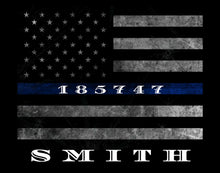 Load image into Gallery viewer, Custom Personalized Thin Blue Line American Flag framed wall art for police officer gift  Police officer gifts Police retirement gift
