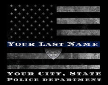 Load image into Gallery viewer, Custom personalized Police gift Thin Blue Line Police officer gift Law Enforcement Personalized Thin Blue Line Flag framed police gift
