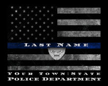 Load image into Gallery viewer, Police officer gifts Thin Blue Line Flag police academy graduation gifts thin blue line PERSONALIZED THIN BLUE line flag personalized