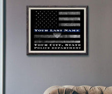 Load image into Gallery viewer, Police officer gifts Thin Blue Line Flag police academy graduation gifts thin blue line PERSONALIZED THIN BLUE line flag personalized