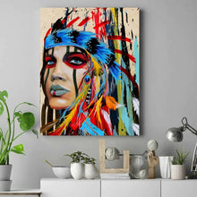 Load image into Gallery viewer, Native American Art Canvas Print Indian girl girl boss Fearless Girl girl power Be Fearless Native american Girl gift for her