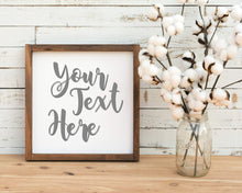 Load image into Gallery viewer, Farmhouse wood signs Custom sign barnwood frame Custom Quote Print Personalized wall wart Print wood signs custom poster typewriter