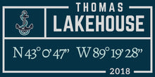 Load image into Gallery viewer, Lake Custom Print - Lake House Print - Family Name Print - Coordinates - Latitude Longitude - Last Name Wall Print - Lake House Decor