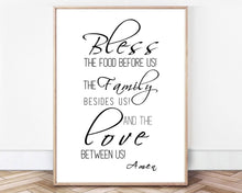 Load image into Gallery viewer, Bless the food before us kitchen wall rustic wood sign dining room sign farmhouse sign Wood sign Farmhouse