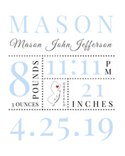 Load image into Gallery viewer, Baby boy Baby sign Personalized baby wall art Baby Birth Stats Sign Nursery Decor Nursery Name Newborn Gift Nursery decor boy