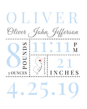 Load image into Gallery viewer, Baby boy Baby sign Personalized baby wall art Baby Birth Stats Sign Nursery Decor Nursery Name Newborn Gift Nursery decor boy