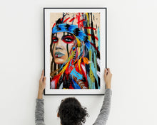 Load image into Gallery viewer, Native American Art Canvas Print Indian girl girl boss Fearless Girl girl power Be Fearless Native american Girl gift for her