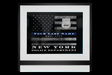 Load image into Gallery viewer, Framed Thin Blue line flag Custom police officer