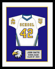 Load image into Gallery viewer, High School Lacrosse Senior Award Night Gift Idea - Jersey Frame Print  ModernMemoryDesign.com 