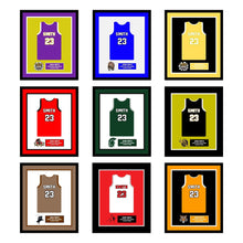 Load image into Gallery viewer, a group of basketball jerseys with numbers on them