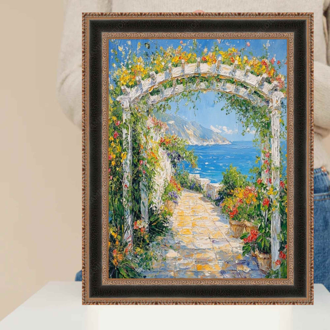 Antique Gold Black Leather Picture Frame