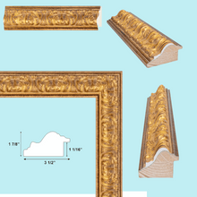 Load image into Gallery viewer, Ornate Wide Antique Gold Picture Frame 