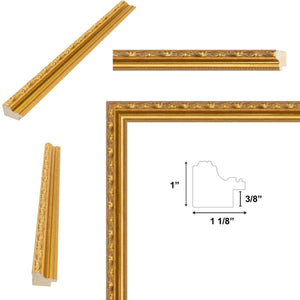 16x20 Frame Slim Classic Florer Beaded Gold Picture Frame