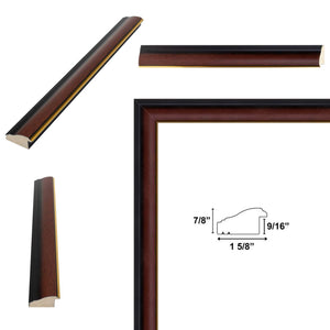11x14 Frame Diploma Mahogany With Gold Line Picture Frame