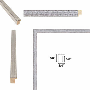 16x20 Frame Slim Bright Chrome Silver Pebbled Texture Picture Frame