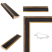 Load image into Gallery viewer, Wide Black Antique Gold Picture Frame 