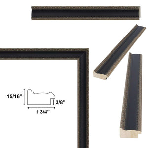 Antique Silver Black Leather Picture Frame