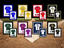 Load image into Gallery viewer, a baseball field with a number of different uniforms on it