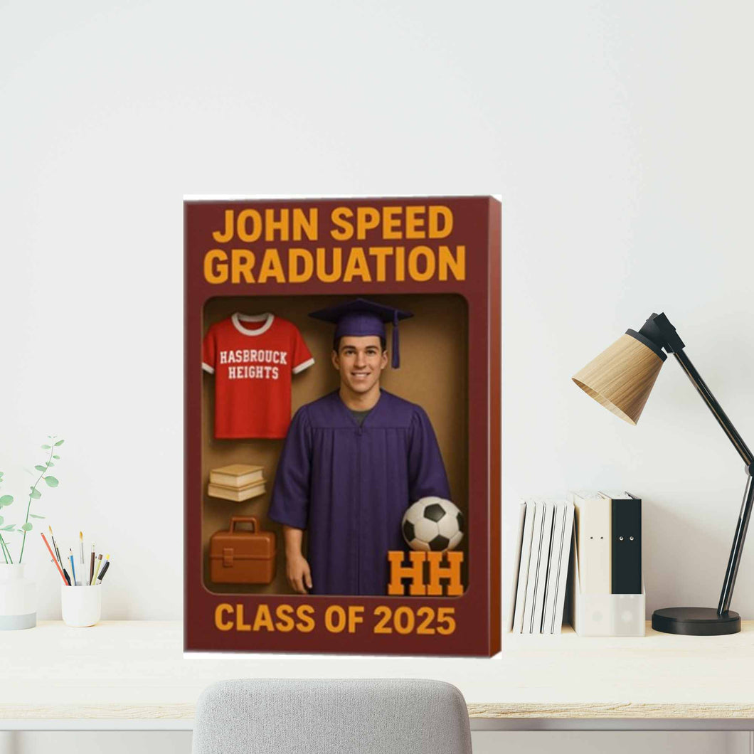 High School Graduation Action Figure Toy box 18x24 Canvas