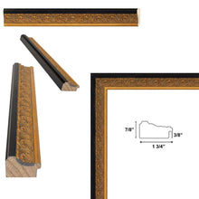 Load image into Gallery viewer, 16x20 Frame Antique Floral Gold With Black Lip Picture Frame