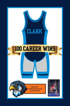 Load image into Gallery viewer, 100 career win wrestling singlet banner frame