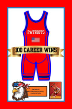 Load image into Gallery viewer, 100 Career Win Wrestling Singlet Frame Banner Senior Award Night Gift Idea