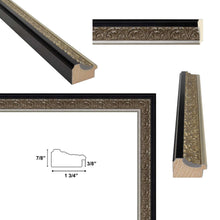 Load image into Gallery viewer, 11x14 Frame Floral Antique Silver With Black Lip Picture Frame