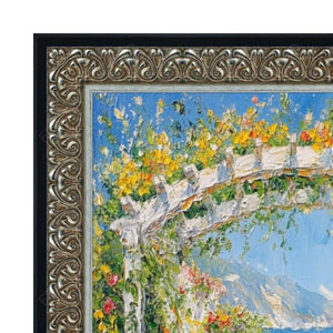 16x20 Frame Floral Antique Silver With Black Lip Picture Frame