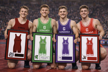 Load image into Gallery viewer, 100 pins wrestling singlet frame milestone achievement gift
