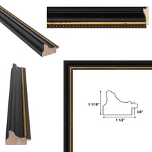 Load image into Gallery viewer, 11x14 Frame Modern Black Scoop With Gold Bead Picture Frame