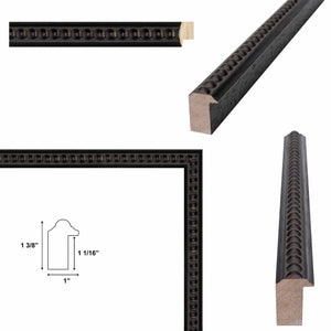 16x20 Frame Slim Gotham Black Beaded Picture Frame