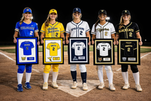 Load image into Gallery viewer, 100 hits baseball jersey frame milestone achievement gift