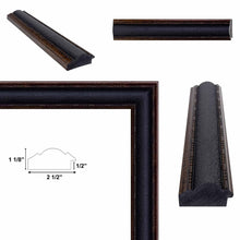 Load image into Gallery viewer, Wide Black Bronze Leather Picture Frame Home Office Decor