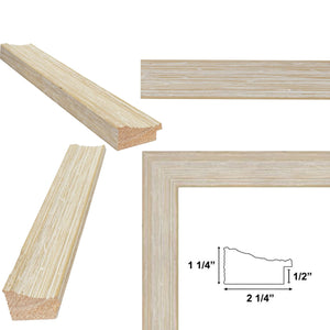 16x20 Frame Wide Rustic Wood Grain White Wash Picture Frame