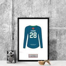 Load image into Gallery viewer, Bowling college Senior Award Night Gift Idea - Jersey Print Frame - Modern Memory Design Picture frames - New Jersey Frame shop custom framing