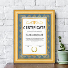 Load image into Gallery viewer, Certificate Wide Gold Picture Frame Gazdavellie - Modern Memory Design Picture frames - New Jersey Frame shop custom framing