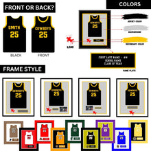 Load image into Gallery viewer, Mens soccer High School Senior Night Gift Award Custom Jersey Framebasketball