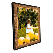 Load image into Gallery viewer, Ornate Gold Picture Frame With Black Outside Lip - Modern Memory Design Picture frames - New Jersey Frame shop custom framing