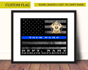 Police Officer retirement, thin blue line, Sheriff, Police, Thin blue line flag, Custom personalized,